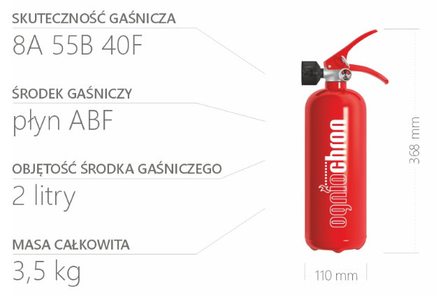 Gaśnica DOMOWA 2 czerwona dane techniczne
